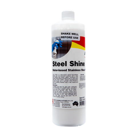 AGAR STEEL SHINE - STAINLESS STEEL AND ALUMINIUM CLEANER & POLISH - 1L
