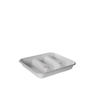 ECO PRODUCTS TACO TRAY WHITE 3 COMPARTMENT SUGARCANE - 184x171x25mm - 300 - CTN ( N024S001 )