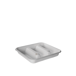 ECO PRODUCTS TACO TRAY WHITE 3 COMPARTMENT SUGARCANE - VANGAURD - 184x171x25mm - 50 - SLV ( N024S0398 )
