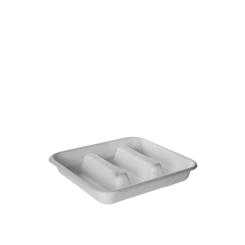 ECO PRODUCTS TACO TRAY WHITE 3 COMPARTMENT SUGARCANE - VANGAURD - 184x171x25mm - 50 - SLV ( N024S0398 )