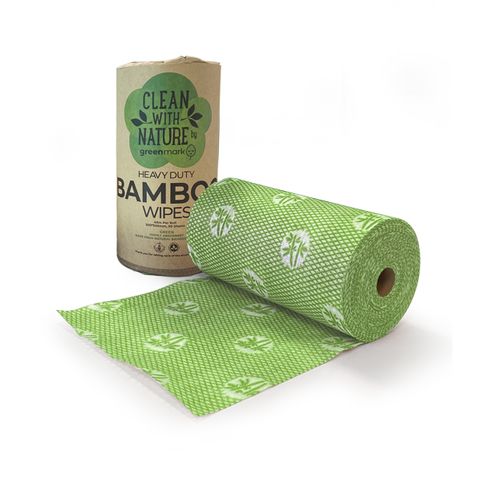 GREENMARK HEAVY DUTY BAMBOO WIPES - GREEN - 45MTR - 300 x 500MM - 90 SHEETS - ROLL ( BWG )