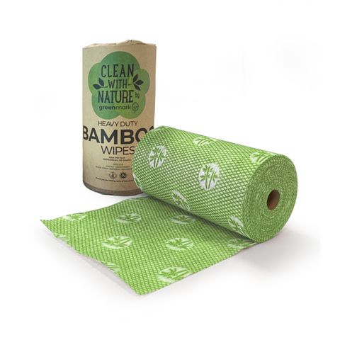 GREENMARK HEAVY DUTY BAMBOO WIPES - GREEN - 45MTR - 300 x 500MM - 90 SHEETS - ROLL ( BWGR )