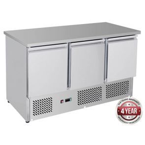 COMMERCIAL THREE DOOR COMPACT WORKBENCH FRIDGE - GNS1300B - EACH ( SPECIAL ORDER FREIGHT APPLIES )