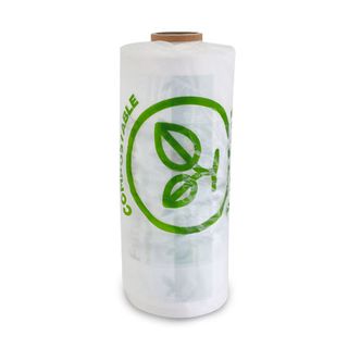 FUTURE FRIENDLY COMPOSTABLE PRINTED PRODUCE ROLL BAGS - GUSSETED ( 450mm L x 250mm W + 110mm G ) - ROLL