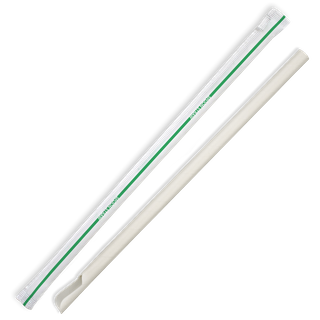 BIOPAK 8mm Individually Wrapped White Spoon Biostraws - 3000 - CTN ( JP-PBS-8X210-IW )