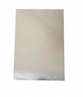 CAKE SILVER FOILED BOARD ( OSLO ) 1/4 SLAB - 380 X 220MM - 50