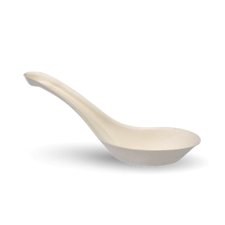 BIOPAK 14cm BIOCANE Chinese Spoon - Soup - 1000 - CTN ( B-14CS-PULP )