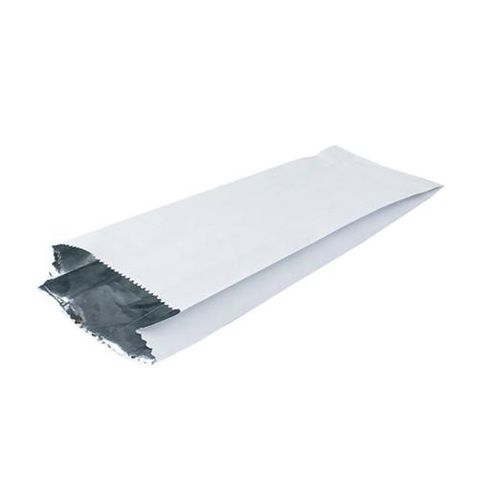LONG FOIL LINED CHICKEN ROLL BAG - PLAIN WHITE - 305mm L x 105mm W + 55mm G - CRFL - 250 - PKT