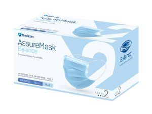 MEDICOM ASSUREMASK BALANCE PROCEDURE EARLOOP FACE MASK 3PLY - BLUE ( LEVEL 2 ) - 10 PACKS X 50 - CTN