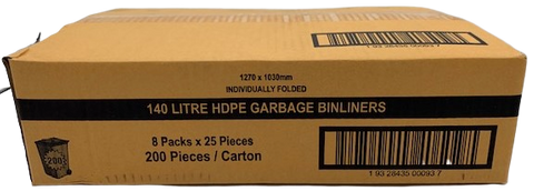 TP 140L BLACK HDPE BIN LINERS - 200 - CTN