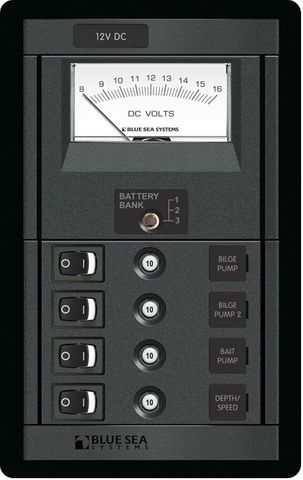 Blue Sea 360 Panel Switch and Circuit Breaker Panel with Voltmeter