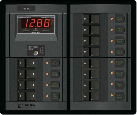 Blue Sea 360 Circuit Breaker Panel with Voltmeter