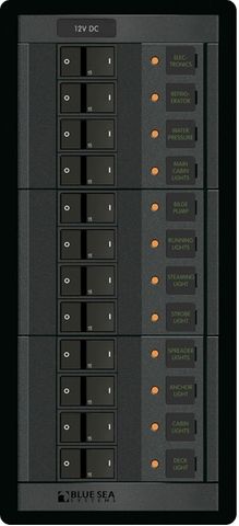 Blue Sea 360 Circuit Breaker Panel with Flat Rocker Circuit Breakers