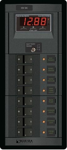 Blue Sea 360 Circuit Breaker Panel with Voltmeter