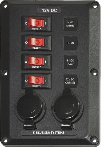 Blue Sea Below Deck Panel 4 Position 2 Sockets
