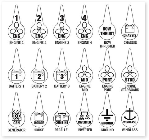 Blue Sea Battery Switch Icon Label Kit