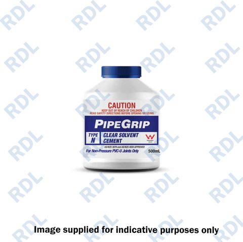 PipeGrip Clear Solvent Cement 500ml, for drain pipe