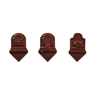 HALLOWEEN - 80 TOMB STONES DARK CHOC 3 DESIGN