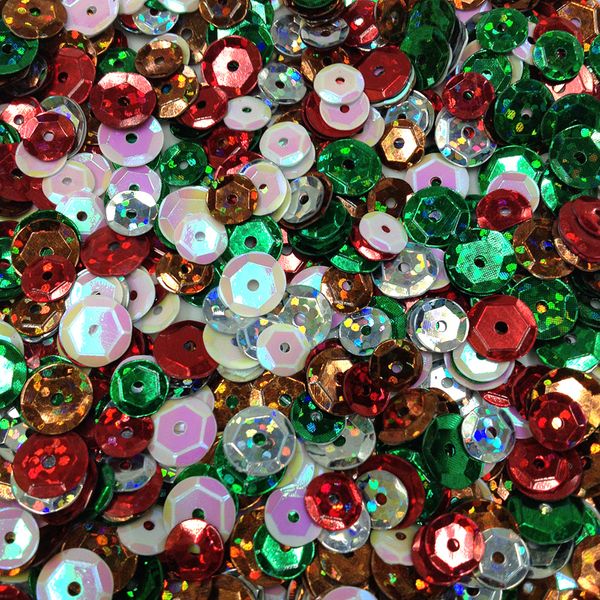 Sequins Assorted 6mm & 8mm Xmas Mix 35G