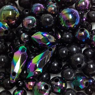 Pearl Beads Mixture Black AB 20g