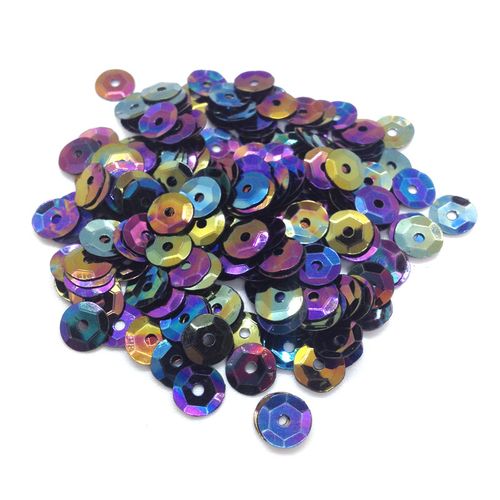 Sequins 6mm Laser Cup Black AB 250g