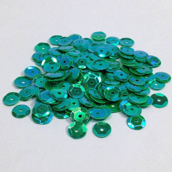 Sequins 8mm Laser Cup Green AB 250g