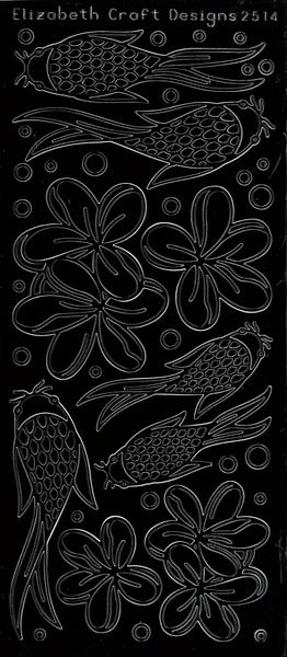 Stickers Liz Craft Fish w/Flower Black