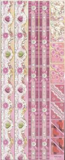 Stickers Embossed Pink Flower Ribbons