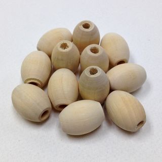 Wood Beads 20x15mm Raw Pkt 12