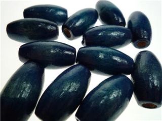 Wood Beads Oval 6x9mm Blue Pkt 50