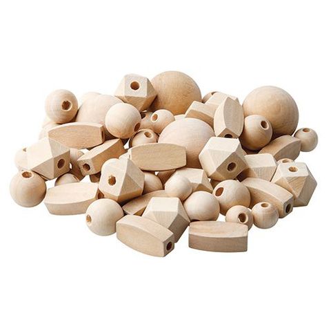 Wood Beads Assorted Raw Pkt 92
