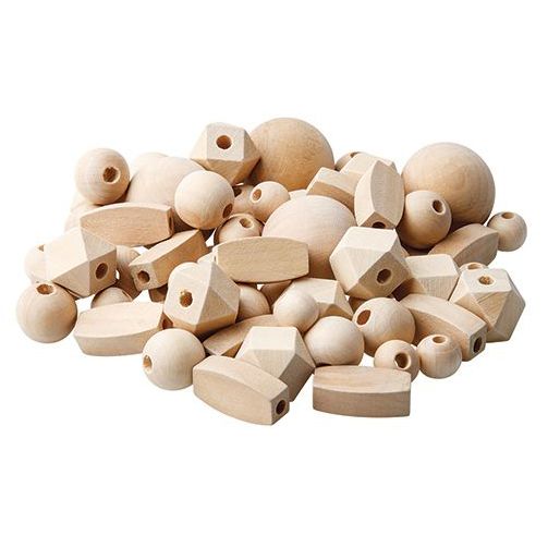Wood Beads Assorted Raw Pkt 92