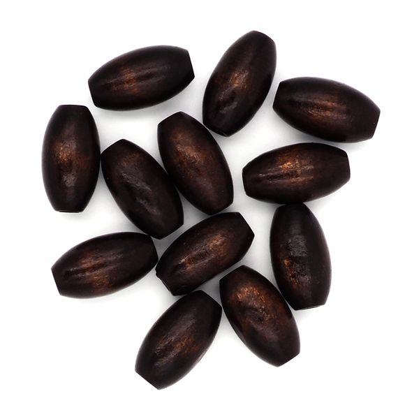 Wood Beads Oval 14x25mm Brown Pkt 12