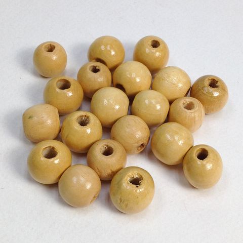 Wood Beads Round 12mm Natural Pkt 30