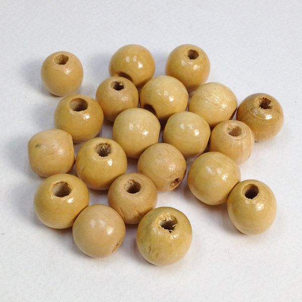 Wood Beads Round 10mm Natural Pkt 30