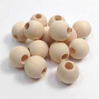 Wood Beads Round 15mm Raw Pkt 14