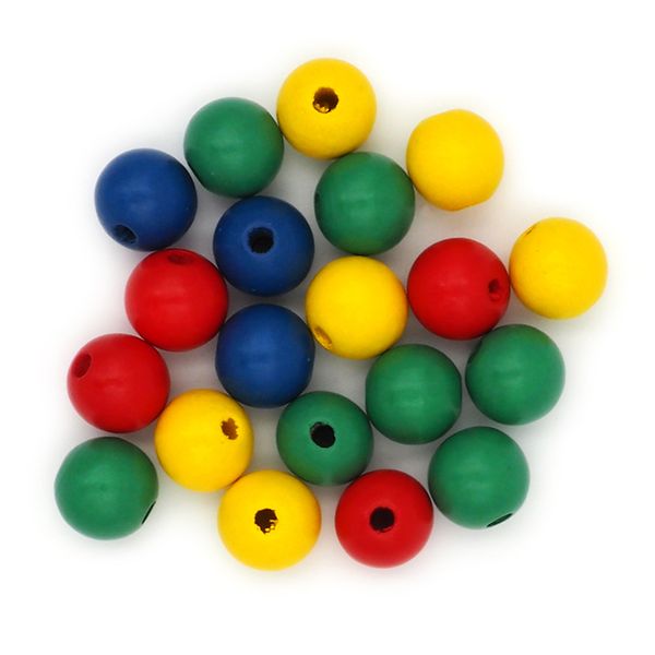 Wood Beads Round 16mm Assorted Pkt 20