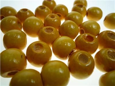 Wood Beads Round 25mm Yellow Pkt 6