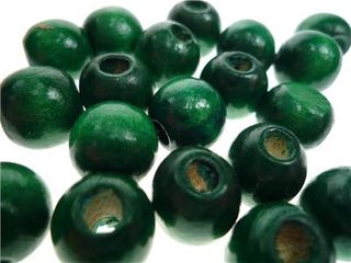 Wood Beads Round 25mm Green Pkt 6