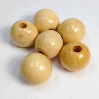 Wood Beads Round 25mm Natural Pkt 6