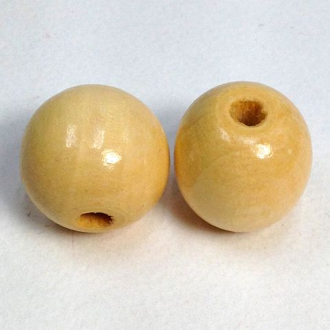 Wood Beads Round 40mm Natural Pkt 2