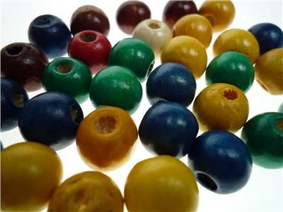 Wood Beads Round 6mm Assorted Pkt 50