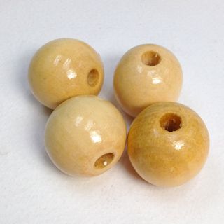 Wood Beads Round 30mm Natural Pkt 4