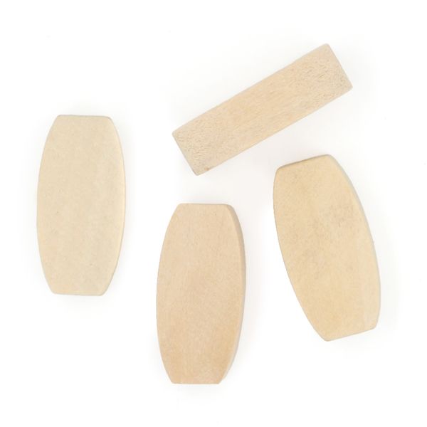 Wood Beads Rectangle 30x15mm Raw Pkt 4