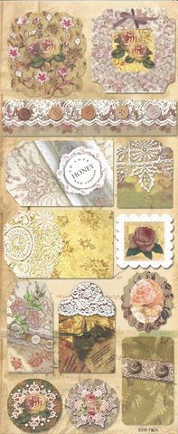 Stickers Tags Lace w/Roses Nostalgia