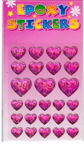 Stickers Hearts Pink Assorted