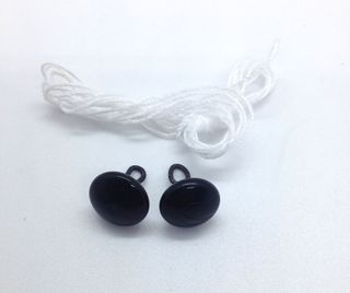 Solid Black Glass Eyes On Wire Loops For Teddy Bears And Dolls