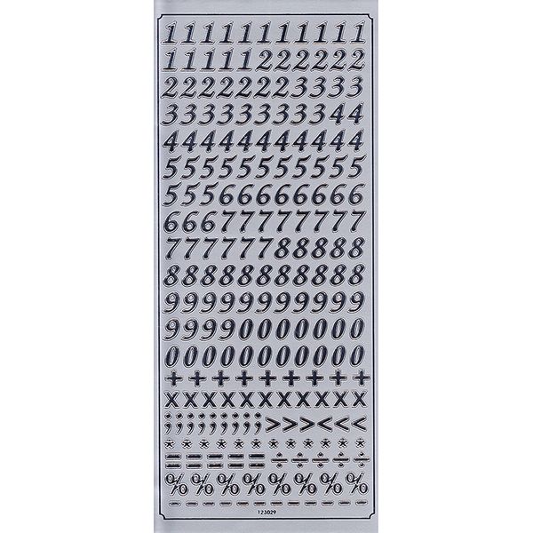 Stickers Numbers Small Silver