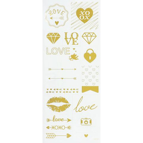 Stickers Love w/Cupids Arrow Gold