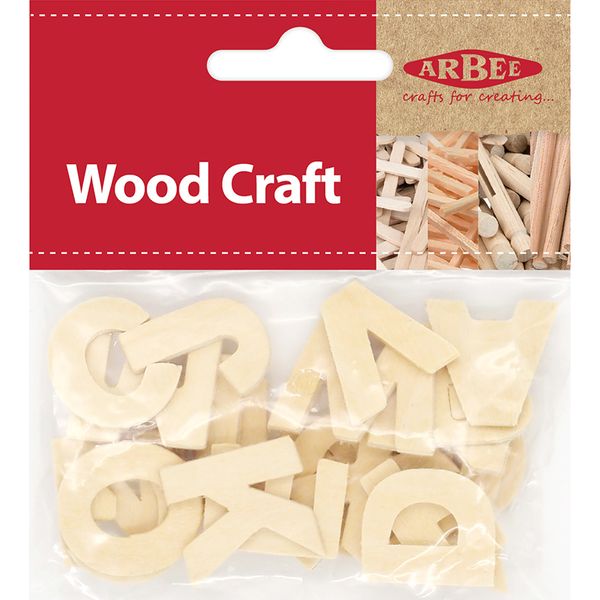 Wooden Letters 25mm Natural Pkt 26